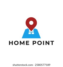 House point logo design vector template. Pin icon with home combination. .
