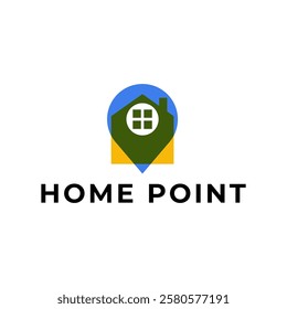 House point logo design vector template. Pin icon with home combination. .
