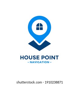 Vector de logotipo de punto de casa. Icono de pin con combinación de casa. Concepto de símbolo de ubicación de punto de mapa de gps creativo.