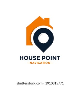 House point logo vector. Pin icon with home combination. Creative gps map point location symbol concept.