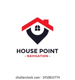 House point logo vector. Pin icon with home combination. Creative gps map point location symbol concept.