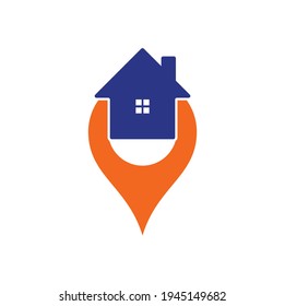 House point logo vector. Pin icon with home combination. Creative gps map point location symbol concept.