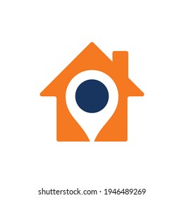 House point logo vector. Pin icon with home combination. Creative gps map point location symbol concept.