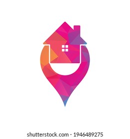 House point logo vector. Pin icon with home combination. Creative gps map point location symbol concept.