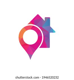 Vector de logotipo de punto de casa. Icono de pin con combinación de casa. Concepto de símbolo de ubicación de punto de mapa de gps creativo.