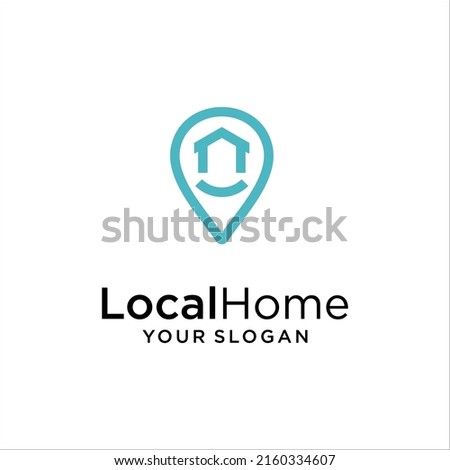 House point smile logo vector. Pin icon with home combination. Creative gps map point location symbol concept.