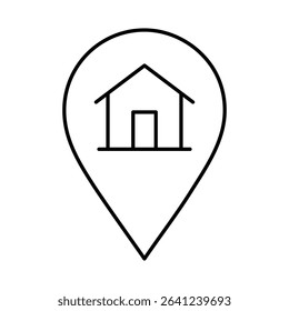 House Pointer Line Icon. Editable Stroke. Pin, Navigation, Direction, Marker Icons Vector Illustration