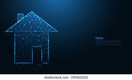 House polygon Home line connection. Real estate Low poly wireframe design. Abstract geometric background. vector illustration.