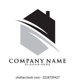House and polygon symbol vector logo