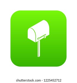 House postbox icon green vector isolated on white background