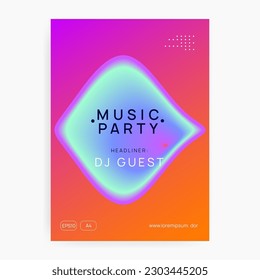 House Poster. Club And Concert Concept. Indie Neon Event. Futuristic Pattern For Invitation Template. Bright Effect For Magazine. Purple And Turquoise House Poster