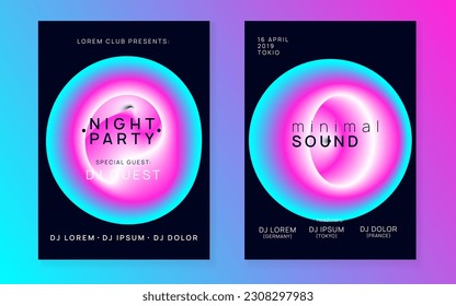 House Poster. Holiday Background For Cover Design. Jazz Art For Presentation. Dance And Concert Layout. Wavy Neon Flyer. Purple And Blue House Poster