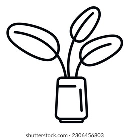 House pot icon outline vector. Home indoor. Leaf flower