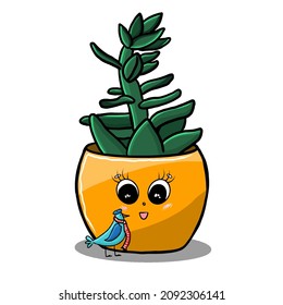 House Potted Plants Urban Jungle Vector isolated illustration
