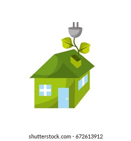 house with power cable with leaves to reduce energy