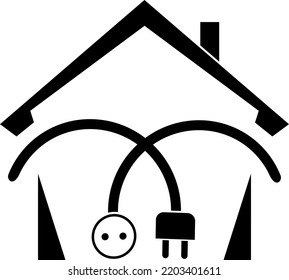 House, power plug and socket, electrician and handyman logo