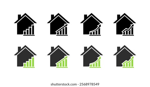 House pray set icons. Silhouette and flat style. Vector icons.