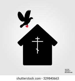 House of Prayer Christians. The Christian faith. The symbol of Christianity. Biblical history. Pigeon hopes. Pigeon brings love and belief