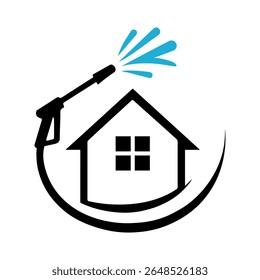 Ícone de logotipo de lavagem de pressão da casa - Design de símbolo de limpeza de energia