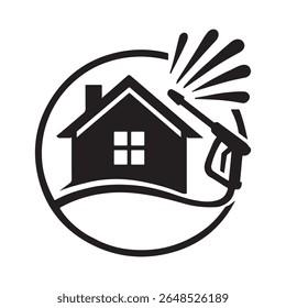 Ícone de logotipo de lavagem de pressão da casa - Design de símbolo de limpeza de energia