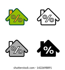 House Price Discount Icon in Different Color and Style