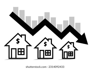 house price down real estate and property price down weaken decline recession