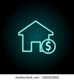 house price icon. Elements of Bulding Landmarks in neon style icons. Simple icon for websites, web design, mobile app, info graphics