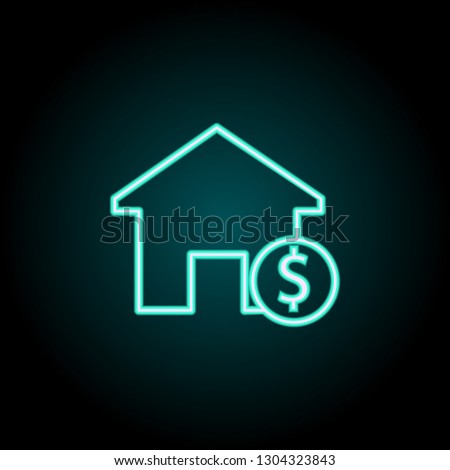 house price icon. Elements of Bulding Landmarks in neon style icons. Simple icon for websites, web design, mobile app, info graphics