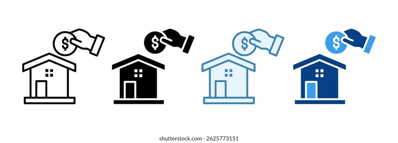 Casa Precio Icon Set Colección de estilo múltiple