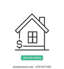 House Price icon. Thin line icon vector