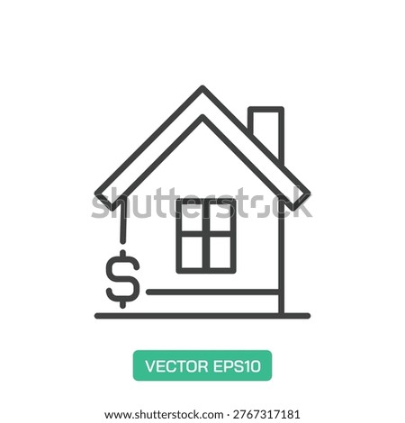 House Price icon. Thin line icon vector