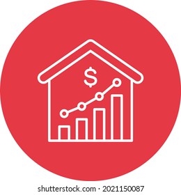 Imagen vectorial del icono Aumentar el precio de la casa. También se puede usar para aplicaciones web, aplicaciones móviles y medios impresos.
