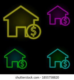 house price neon color set icon. Simple thin line, outline vector of building landmarks icons for ui and ux, website or mobile application
