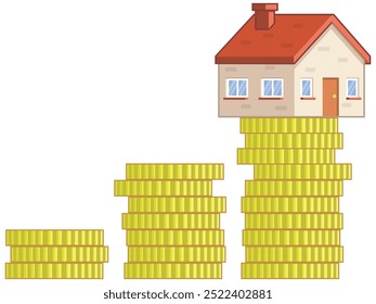 House Price Savings Coin Stacks Staircase