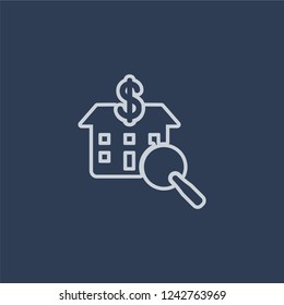 House price surveys icon. Trendy flat vector line House price surveys icon on dark blue background from Business  collection. 