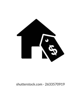 Casa com etiqueta de preço e símbolo de dólar que representa o investimento imobiliário