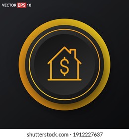 Icono del vector de precio de la casa. Botón de color