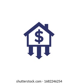 house prices decline icon on white