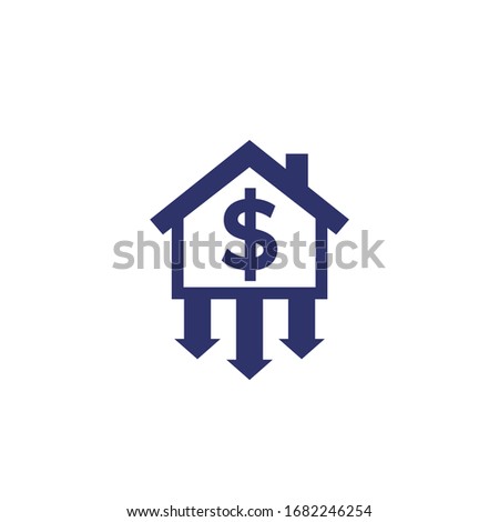 house prices decline icon on white