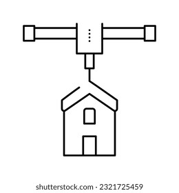 house printing line icon vector. house printing sign. isolated contour symbol black illustration