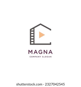 House production film logo design isolated on white background. vector illustration.