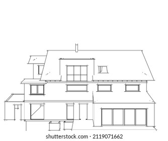 Bauliche Zeichnung des Hauses, Vektorgrafik