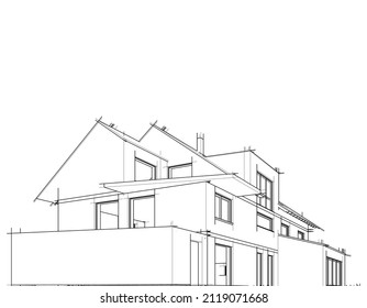 House project architectural drawing vector illustration