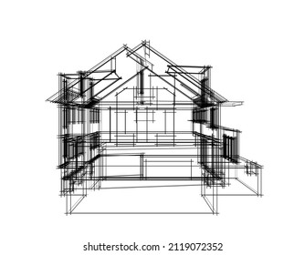House project architectural drawing vector illustration