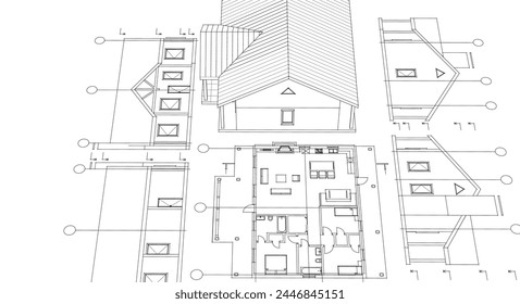 proyecto de la casa boceto arquitectónico 3d