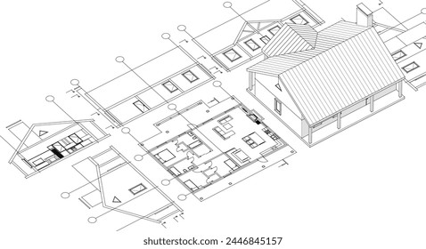proyecto de la casa boceto arquitectónico 3d