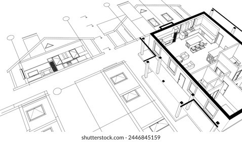 house project architectural sketch 3d