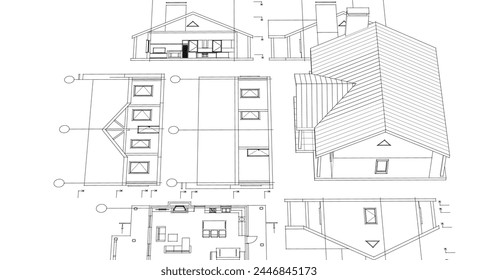 proyecto de la casa boceto arquitectónico 3d