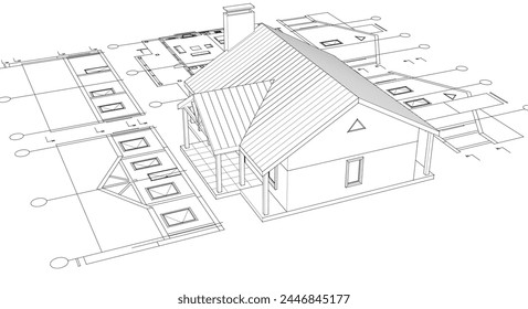 house project architectural sketch 3d