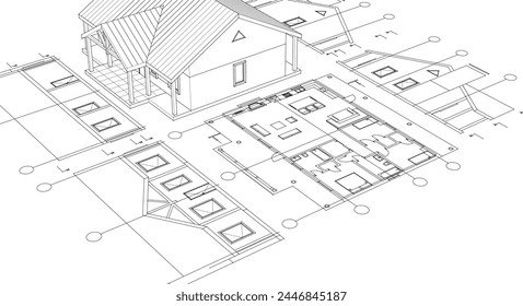 proyecto de la casa boceto arquitectónico 3d